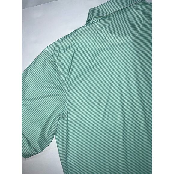 Straight Down Polo Shirt Men Size XXL Green Striped Performance Golf Embroidered - Picture 14 of 16